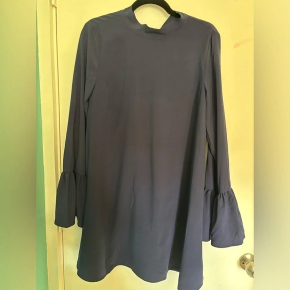 NWOT lulus womens mini dress with tie back, bell sleeve, navy polyester Medium - Picture 1 of 6